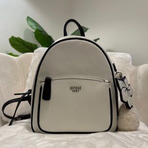 GUESS White and Black Backpack with Charm